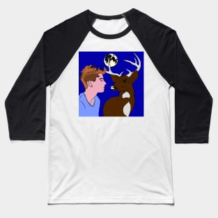 Deer man at full moon Baseball T-Shirt